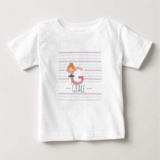Cute Ballerina Plush Pink Letter G Toddler ベビーTシャツ (正面)