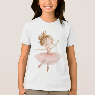 Cute Ballerina Starry Tutu Gold Crown Watercolor トライブレンドＴシャツ