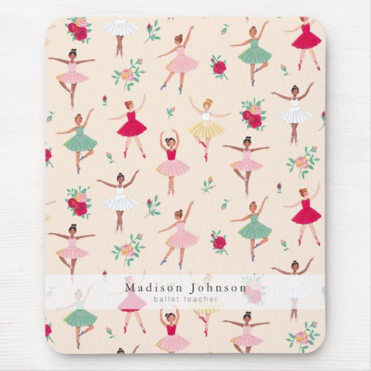 Cute Ballet Dancers Pattern Ballerina マウスパッド (正面)
