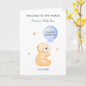 Cute Balloon Bear Welcome Baby Boy Card カード (黄色い花)