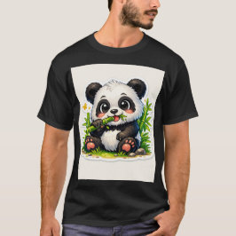 Cute Bamboo Munching Panda Sticker Tシャツ