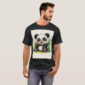 Cute Bamboo Munching Panda Sticker Tシャツ (正面フル)