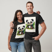 Cute Bamboo Munching Panda Sticker Tシャツ (ユニセックス)
