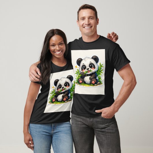 Cute Bamboo Munching Panda Sticker Tシャツ (ユニセックス)