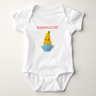 Cute Banana Baby – Adorable Cartoon Banana in Blue ベビーボディスーツ