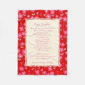 Cute Baptism Floral Fleece Blanket Godparent Gift  フリースブランケット (正面)