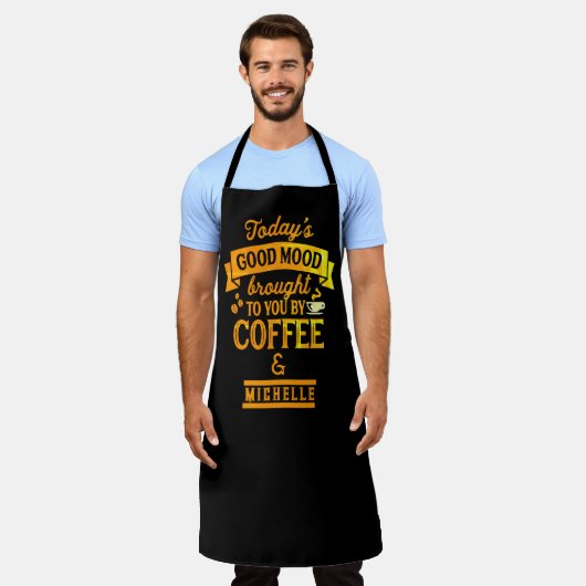 Cute Barista Coffee Apron - Personalized Cafe エプロン (着用した状態)