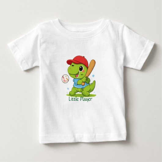 Cute Baseball Dinosaur T-Rex Sports T-Shirt ベビーTシャツ (正面)