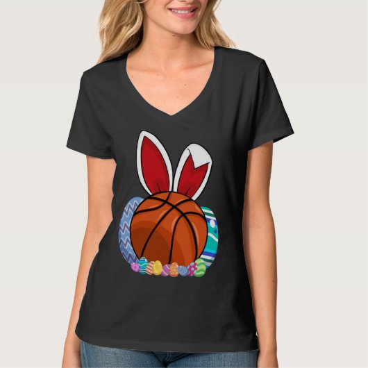 Cute Basketball Easter Egg Bunny  For Kids Boys To Tシャツ (正面)