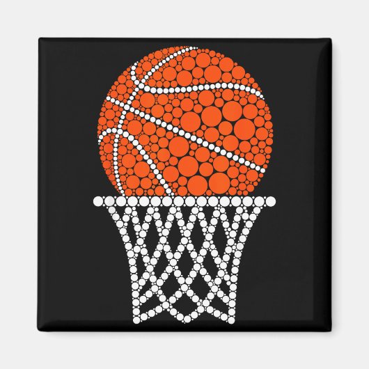 Cute Basketball Polka Dot Art Student Happy Dot Da マグネット (正面)