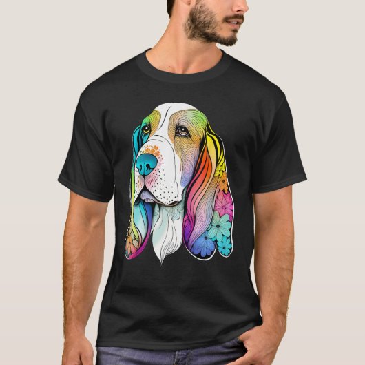 Cute Basset Hound Dog on Basset Hound Tシャツ (正面)