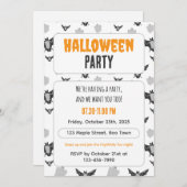 Cute Bat and Ghost Halloween Invitation. 招待状 (正面/裏面)