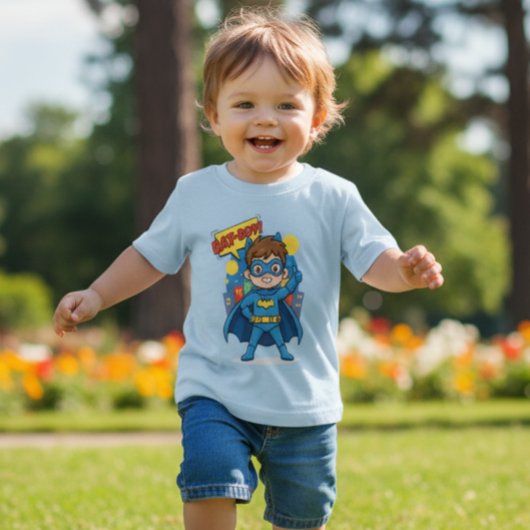 Cute Bat-Boy Superhero Costume Toddler Kids Blue  ベビーTシャツ