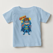 Cute Bat-Boy Superhero Costume Toddler Kids Blue  ベビーTシャツ (正面)