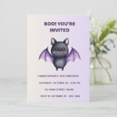Cute Bat Halloween Birthday Invitation | Kids 招待状 (スタンド正面)