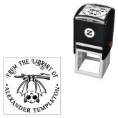 Cute Bat Hanging From Branch Library Book Name セルフインキングスタンプ (インサイチュ)