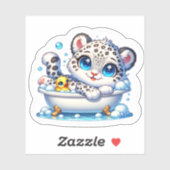 Cute Bath Taking Anime Kawai Snow Leopard Stickers シール (シート)