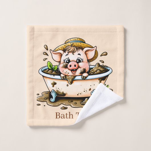 Cute bath time pig customizable  ウォッシュタオル (ウォッシュタオル)