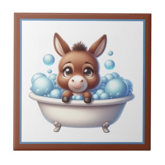Cute bathtub bathroom donkey タイル (正面)