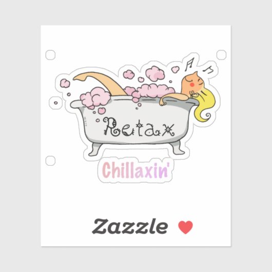 Cute Bathtub Cartoon - Chillaxin’ Relaxation シール (シート)