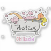 Cute Bathtub Cartoon - Chillaxin’ Relaxation シール (正面)