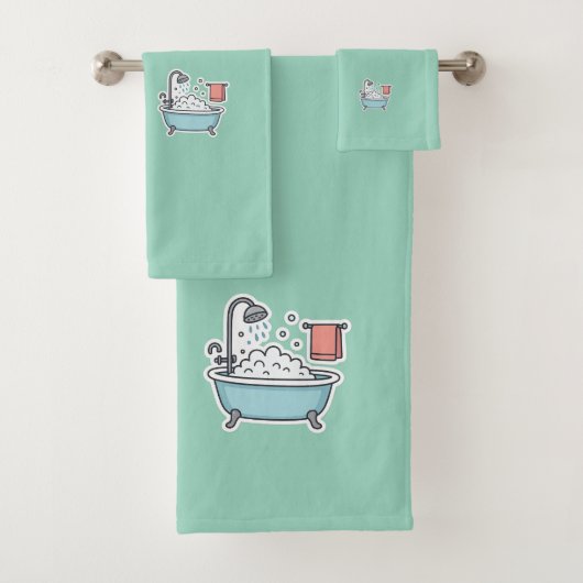 Cute Bathtub Sticker with Bubbles and Towel  バスタオルセット (インサイチュ)