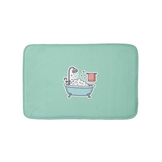 Cute Bathtub Sticker with Bubbles and Towel バスマット (正面)