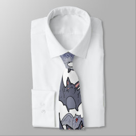 Cute bats Grey and white Cartoon Modern pattern ネクタイ