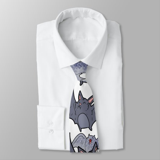Cute bats Grey and white Cartoon Modern pattern ネクタイ (タイ)