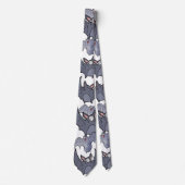 Cute bats Grey and white Cartoon Modern pattern ネクタイ (正面)