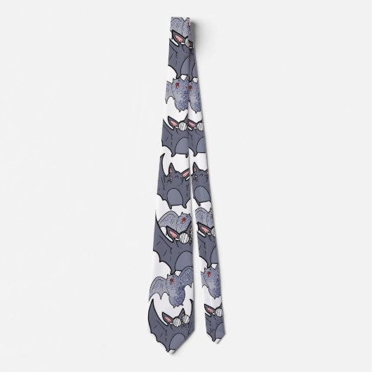 Cute bats Grey and white Cartoon Modern pattern ネクタイ (正面)