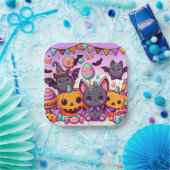 Cute bats halloween party ペーパープレート (パーティー)