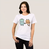 Cute Battery and Plug Characters トライブレンドＴシャツ (正面全面)