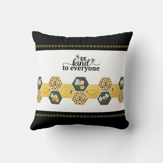 Cute Be Kind Bumble Bee Honeycomb Accent クッション (裏面)