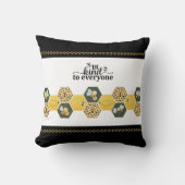 Cute Be Kind Bumble Bee Honeycomb Accent クッション (正面)