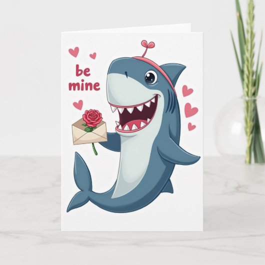 Cute Be Mine Shark Valentine Card カード (正面)