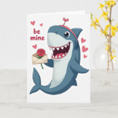 Cute Be Mine Shark Valentine Card カード (黄色い花)