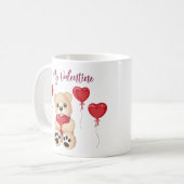 Cute Be My Valentine Teddy Bear with Heart Balloon コーヒーマグカップ (正面左)