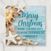 Cute Beach Company Christmas Seashell Custom Party フェイバータグ (正面)