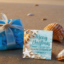 Cute Beach Company Christmas Seashell Custom Party フェイバータグ