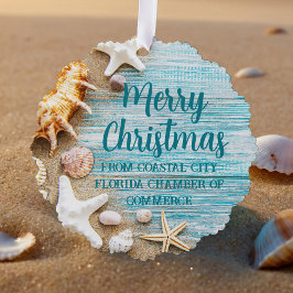 Cute Beach Company Christmas Seashell Customized オーナメントカード