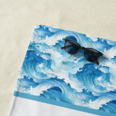 Cute Beach dolphin lovers add name ビーチタオル (インサイチュ)