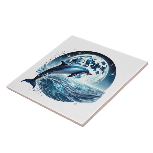 Cute beach dolphin lovers ceramic  タイル (側面)