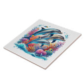 Cute beach dolphin lovers ceramic tile タイル (側面)