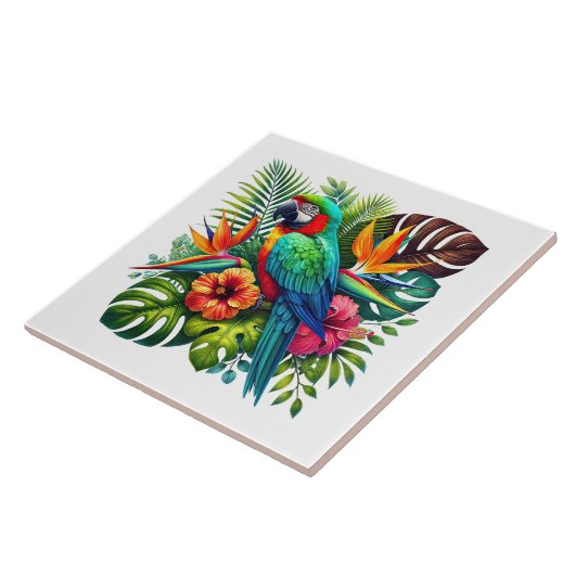 Cute beach parrot lovers  タイル (側面)