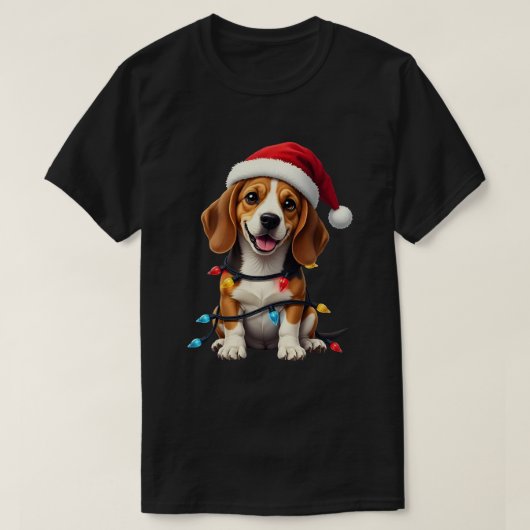 Cute Beagle Christmas Santa Pet Dog Lover  Tシャツ (デザイン正面)