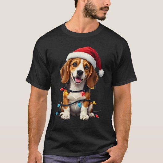 Cute Beagle Christmas Santa Pet Dog Lover  Tシャツ (正面)