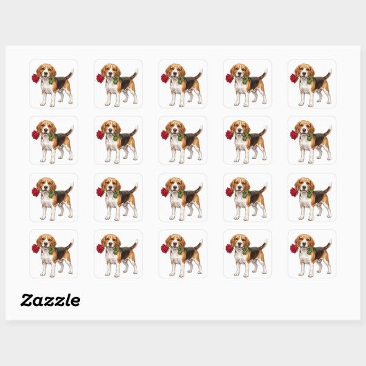 Cute Beagle Dog スクエアシール (シート)