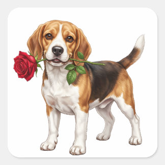 ‏Cute Beagle Dog スクエアシール