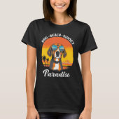 Cute Beagle Dog Beach Sunset Paradise Tシャツ (正面)